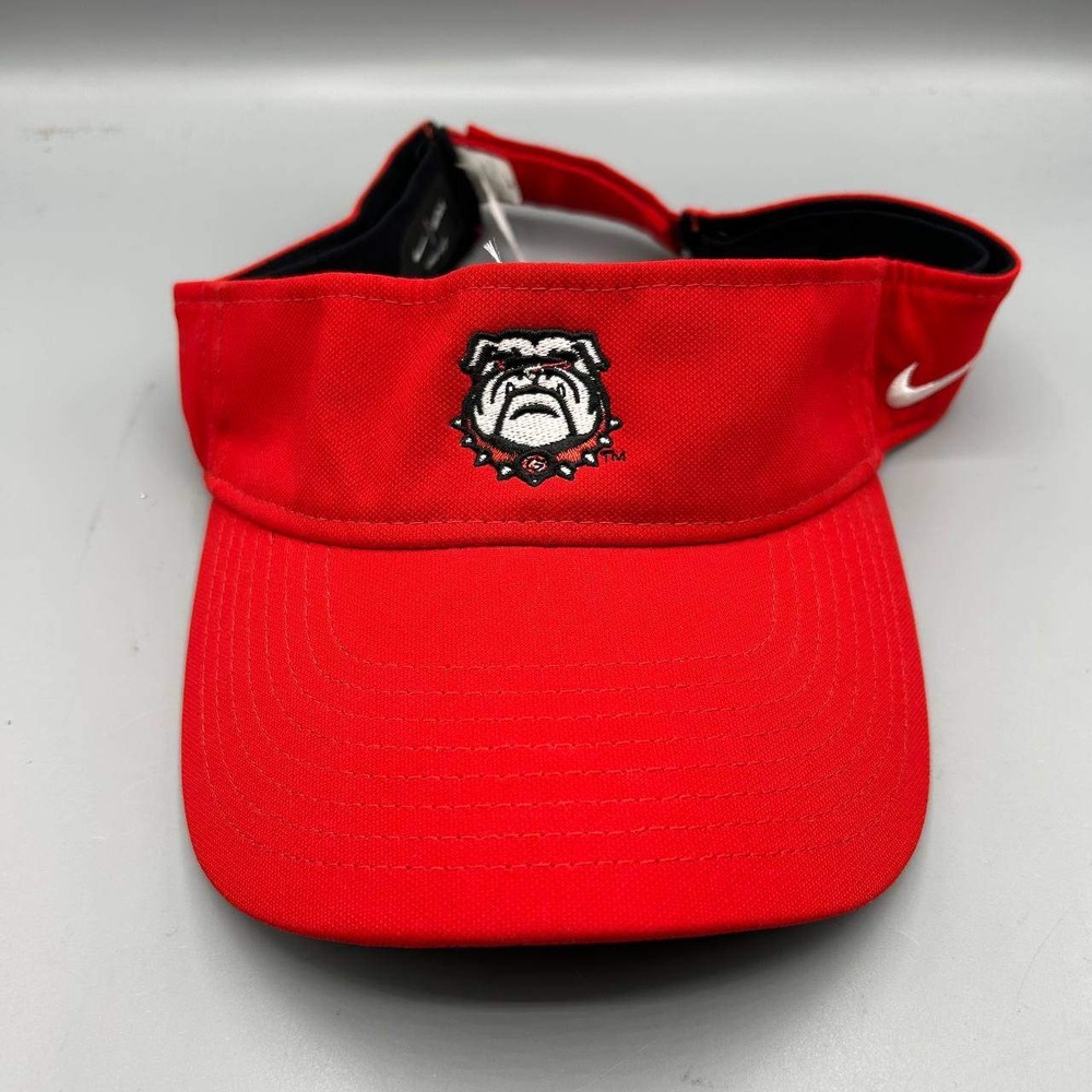 Nike Georgia Bulldogs Dri-Fit Visor Hat Men Red Black Strap Back Cap New